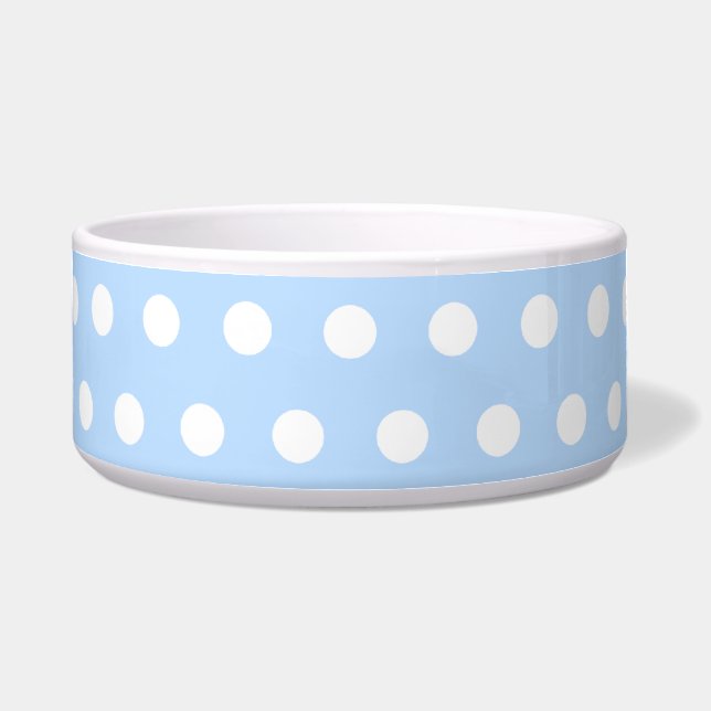 White and Blue Polka Dot Pattern. Spotty. Bowl (Front)