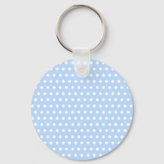 White and Blue Polka Dot Pattern. Spotty. Keychain