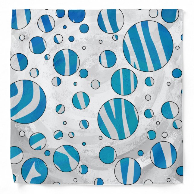 White and Blue Polka Dot Zebra Bandana (Front)