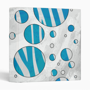 White and Blue Polka Dot Zebra Binder