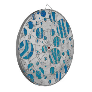 White and Blue Polka Dot Zebra Dartboard