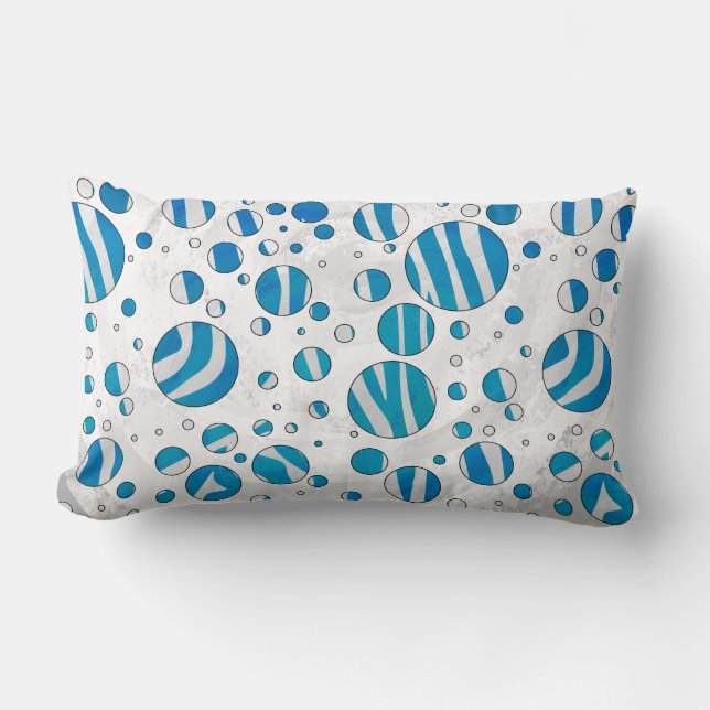White and Blue Polka Dot Zebra Lumbar Pillow (Front)
