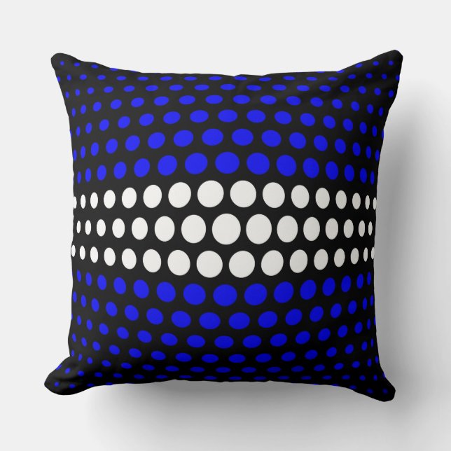 White and Blue Polka Dots Pattern Throw Pillow (Front)