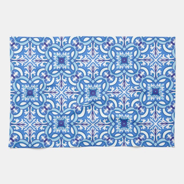 🤍 💙White and blue  Porto Azulejos  Kitchen Towel (Horizontal)