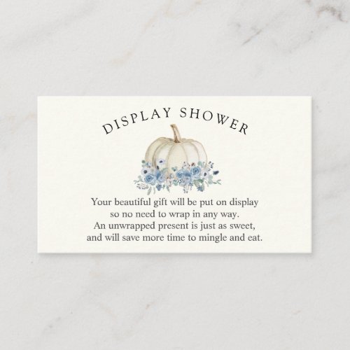 White and Blue Pumpkin Baby Shower Display Shower Enclosure Card