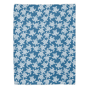 White And Blue Repeat Motif   Sea Turtle Pattern Duvet Cover