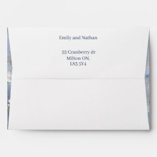 White and blue rustic envelope