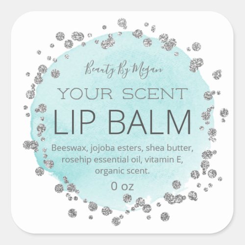 White And Blue  Silver Dots Lip Balm Labels