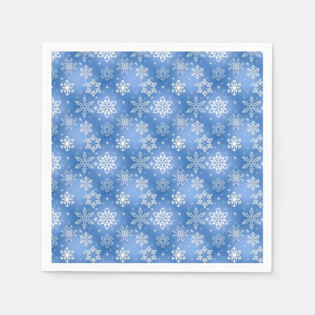 White and blue snowflake pattern napkins (Front)