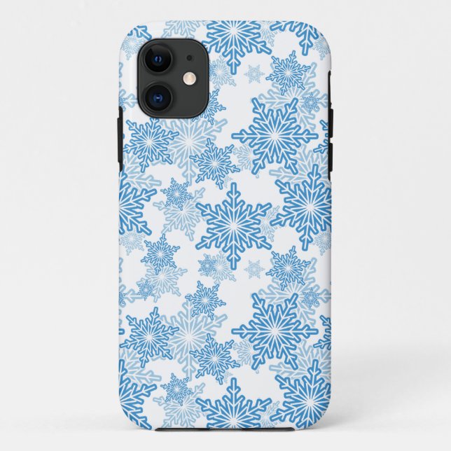 White and Blue Snowflake Seamless Pattern Case-Mate iPhone Case (Back)