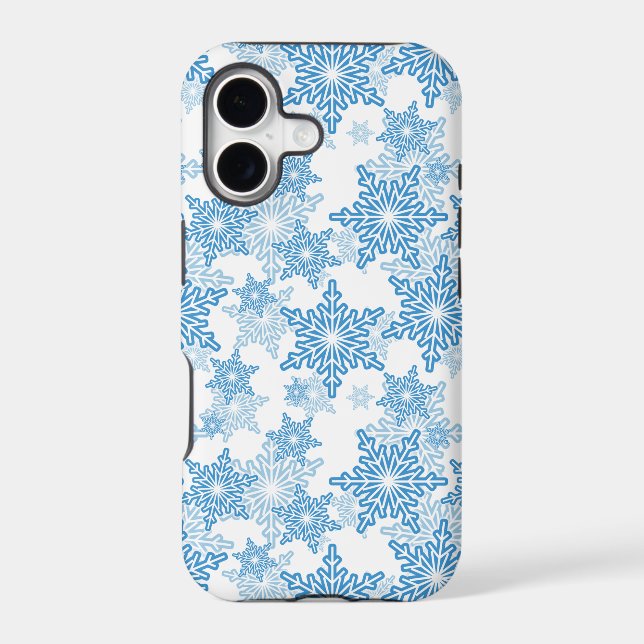 White and Blue Snowflake Seamless Pattern Iphone Case (Back)