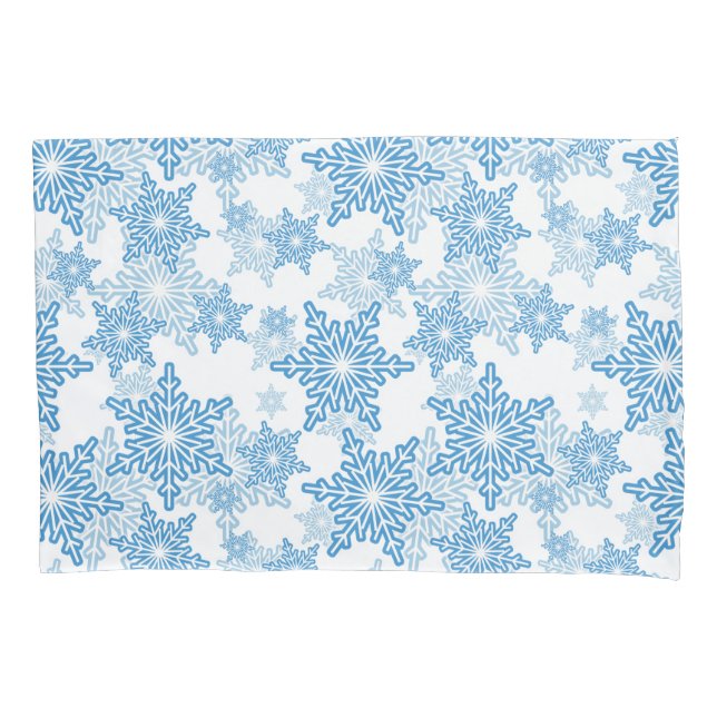 White and Blue Snowflake Seamless Pattern Pillow Case (Front)