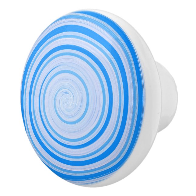 White and blue spiral ceramic knob (Right)