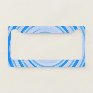 White and blue spiral license plate frame