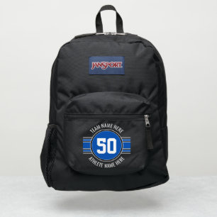 White and Blue Sports Jersey Custom Name Number JanSport Backpack