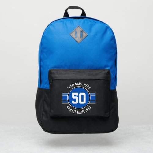 White and Blue Sports Jersey Custom Name Number Port Authority Backpack