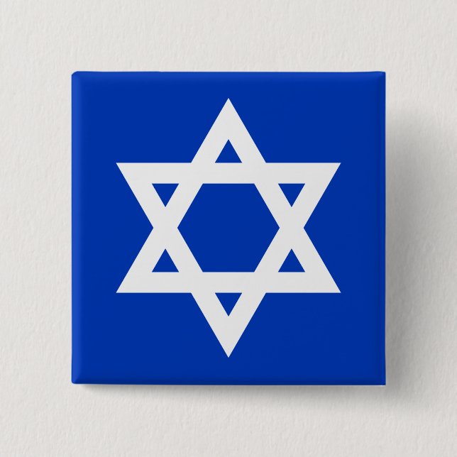 White and Blue Star of David Pinback Button (Front)