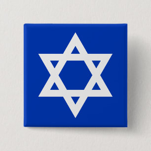 White and Blue Star of David Pinback Button