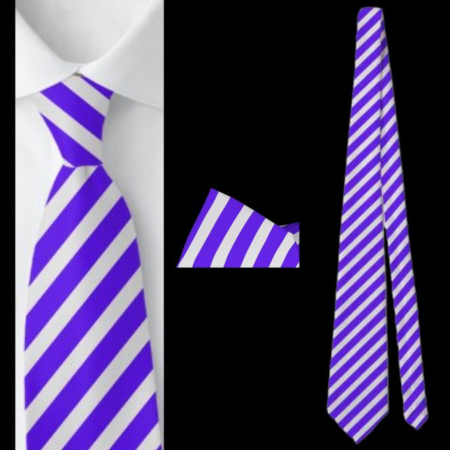 White And Blue Striped Abstract Pattern Neck Tie (Creator Uploaded)