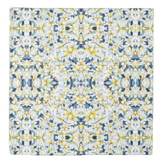 WHITE AND BLUE WATERCOLOR LILIES DUVET COVER