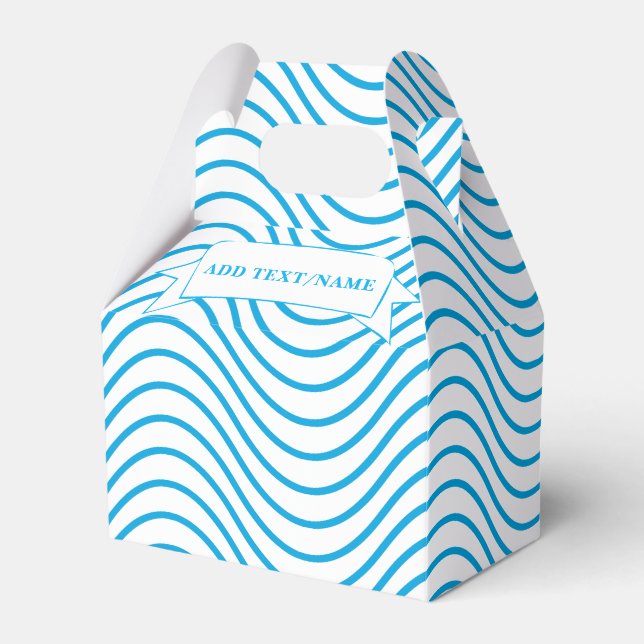 White And Blue Wave Pattern Custom Favor Boxes (Front Side)