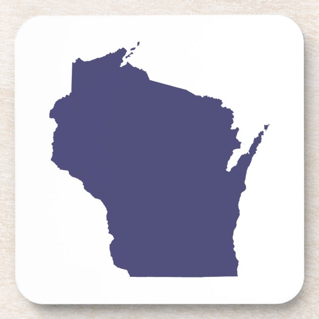 White and Blue Wisconsin Beverage Coaster (Front)