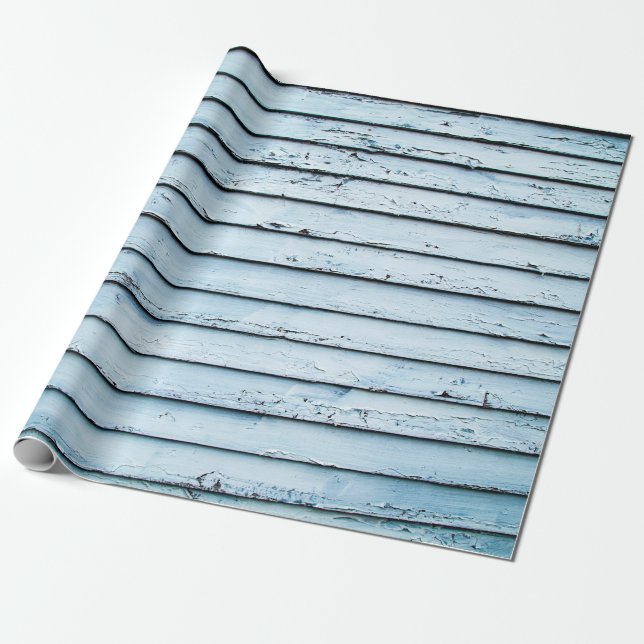White and blue wooden surface wrapping paper (Unrolled)