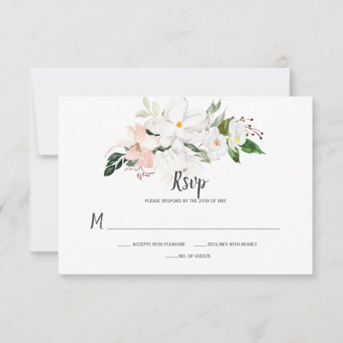 White and Blush Pink Orchids and Magnolias RSVP