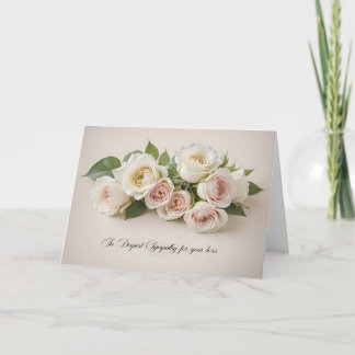 White and Blush Roses Sympathy Card