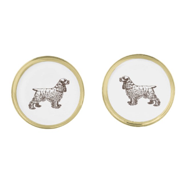 White and Brass Cocker Spaniel Cufflinks (Front)