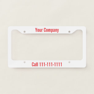 White and Bright Red Company Advertisement License Plate Frame