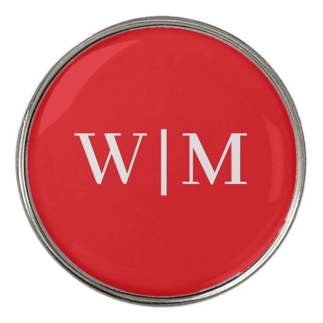 White and Bright Red Personalize  Golf Ball Marker (Front)
