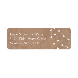 White and Brown Banner Bunting Return Address Label