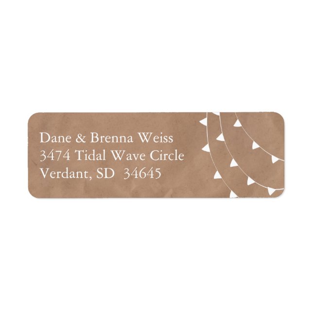 White and Brown Banner Bunting Return Address Label (Front)