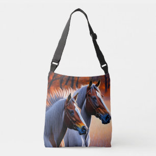 White And Brown Brumby Horses, Crossbody Bag