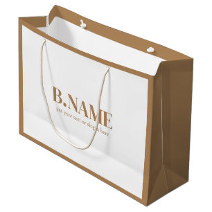White And Brown Business Custom Logo Shopping Large Gift Bag