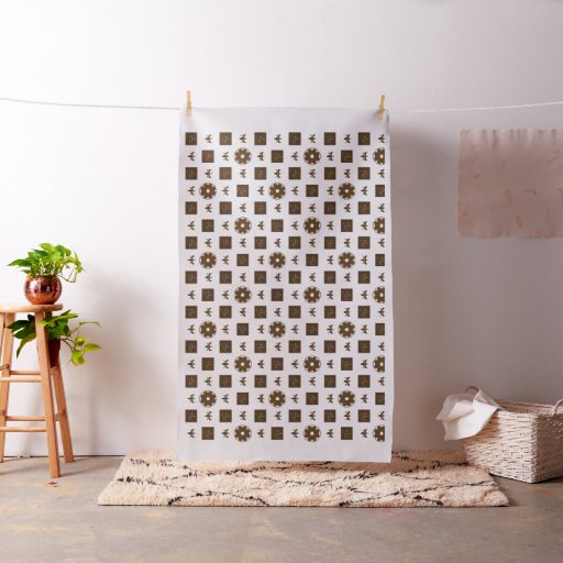 White and Brown Checkered Pattern Fabric