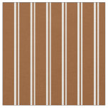 [ Thumbnail: White and Brown Colored Pattern of Stripes Fabric ]