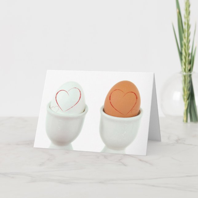 White and Brown Eggs anniversary Card (Front)