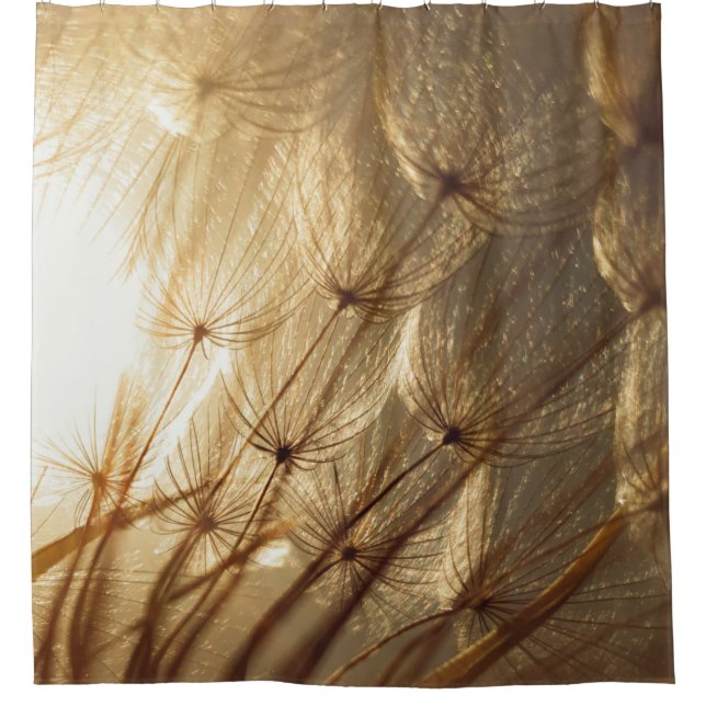 White and brown floral textile shower curtain (Front)