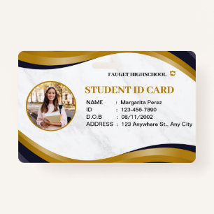 White and Brown Modern Highschool Id Card Badge