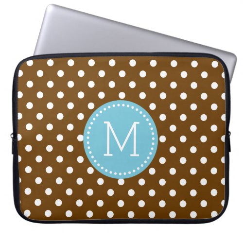 White And Brown PolkaDots Pattern Laptop Sleeve