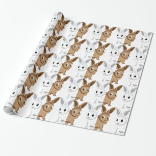 White and brown rabbits wrapping paper