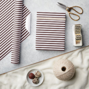 White and brown stripes chocolate love wrapping paper