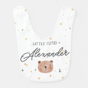 White and Brown Watercolor Cute Baby Shower Baby Bib
