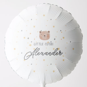 White and Brown Watercolor Cute Baby Shower Balloon