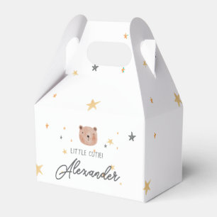 White and Brown Watercolor Cute Baby Shower Favor Boxes
