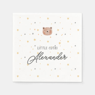 White and Brown Watercolor Cute Baby Shower Napkins