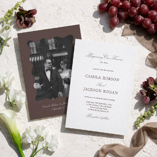 White and Brown Wedding Invitation