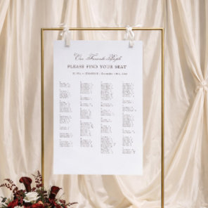 White and Brown Wedding Seating Chart Alphabetical Foam Board